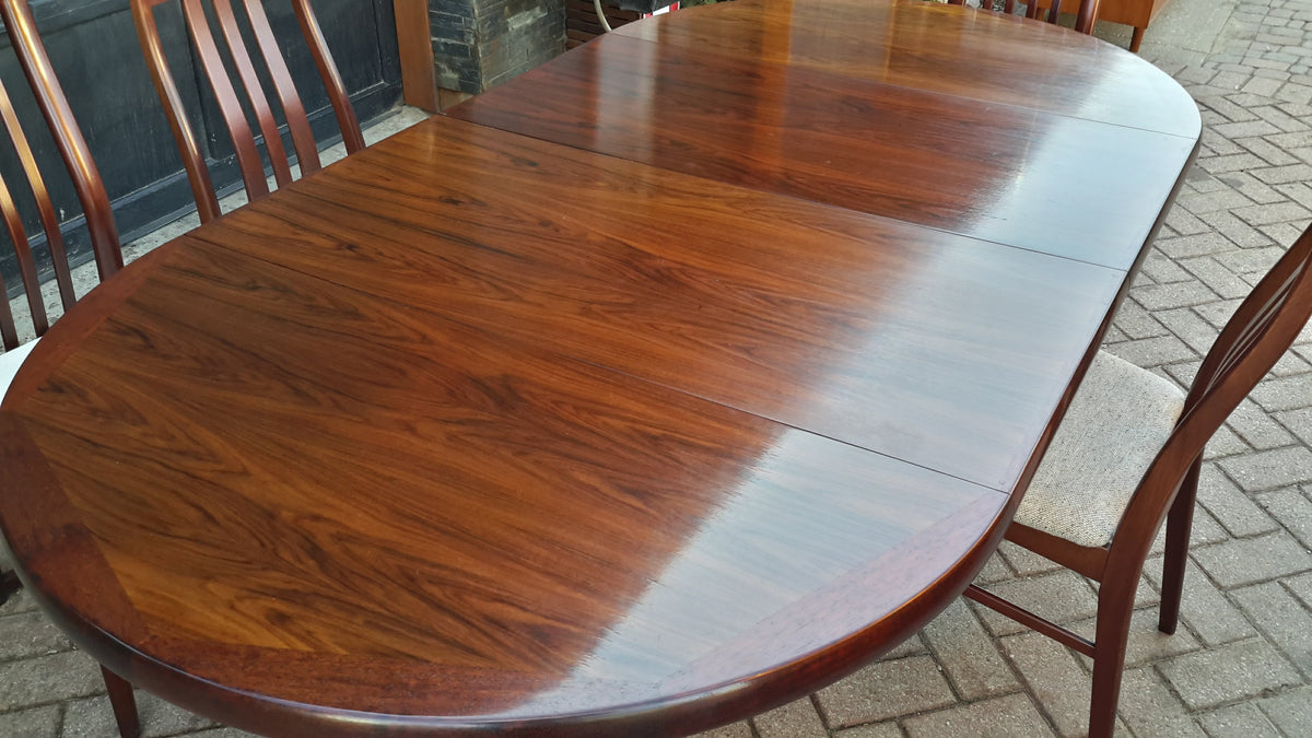 Danish MCM Rosewood Dining Table Extendable Round to Oval & 6 Chairs MINT - Mid Century Modern Toronto
