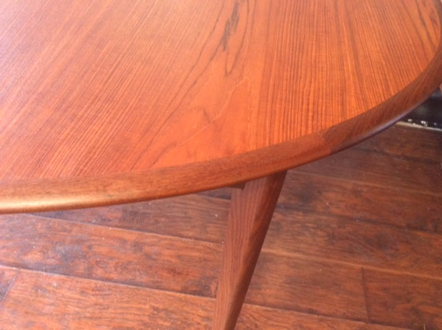 REFINISHED Mid-Century Modern Teak Dining Table Oval w 1 Leaf - Mid Century Modern Toronto