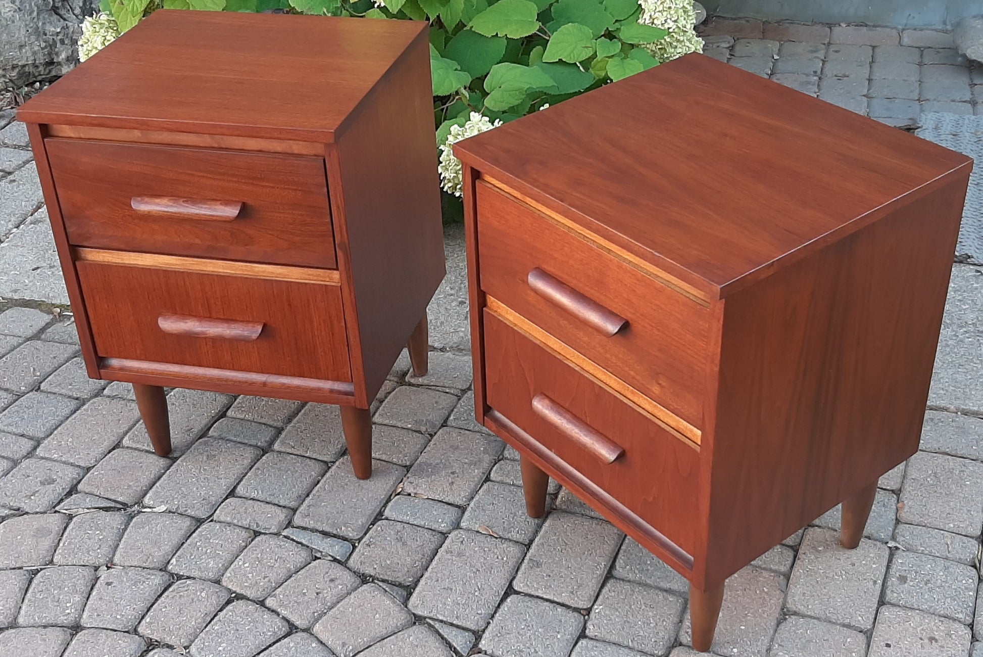 2 REFINISHED Mid Century Modern Walnut Nightstands - Mid Century Modern Toronto