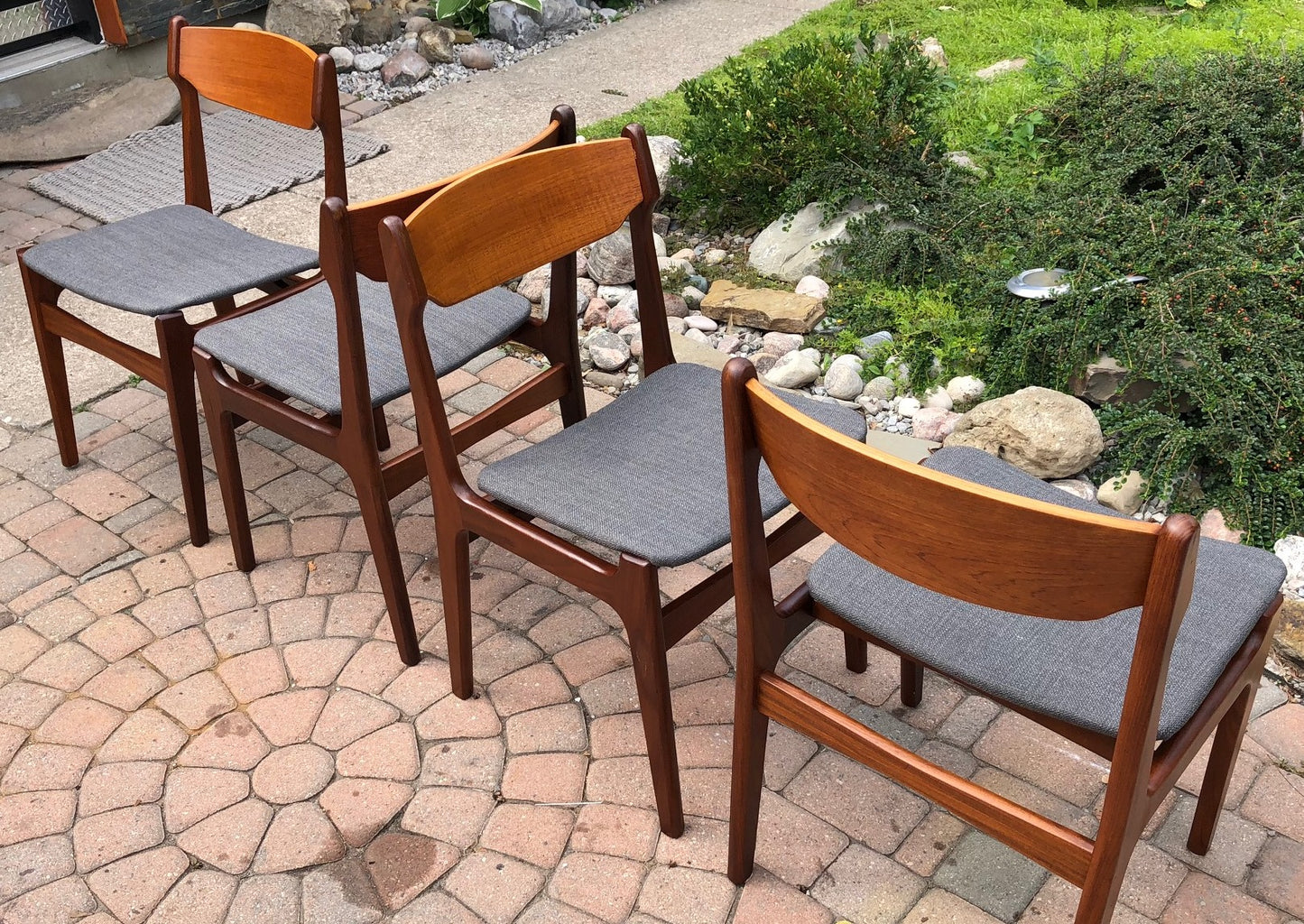 Set of 4 Danish REFINISHED REUPHOLSTERED MCM Teak Chairs, each $199 - Mid Century Modern Toronto