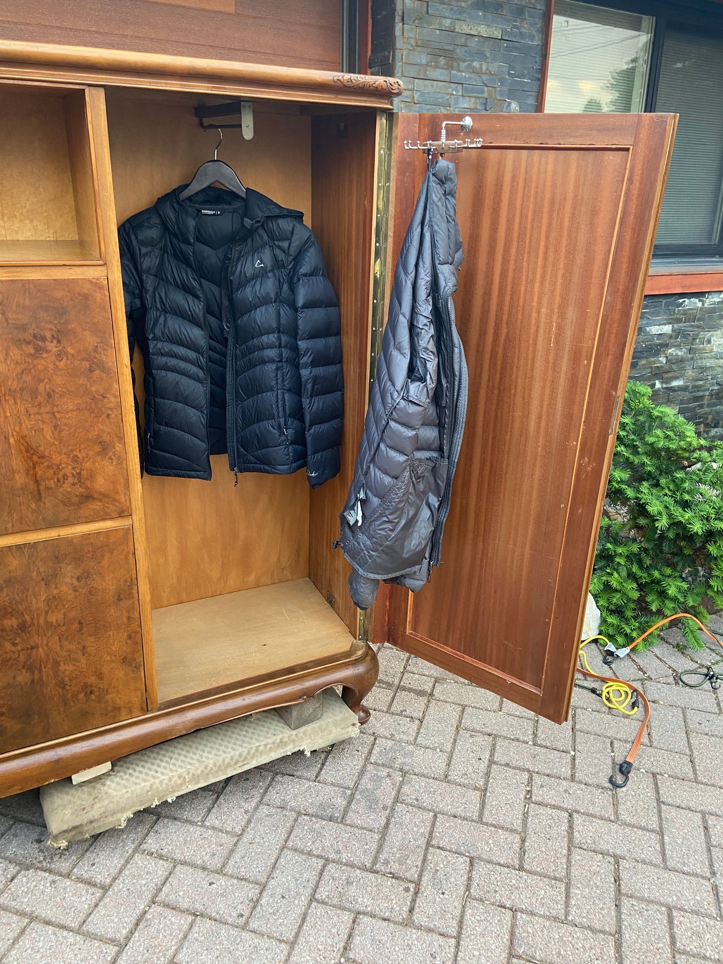 RESTORED Stunning Burr Walnut Armoire Wardrobe Secretary Desk