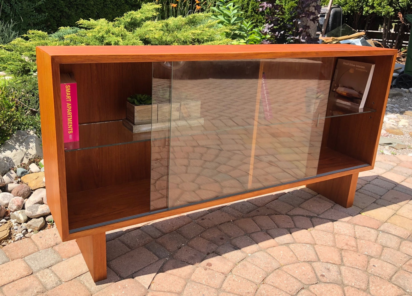 REFINISHED Danish MCM  Teak Display China TV Console Narrow 61.5" - Mid Century Modern Toronto