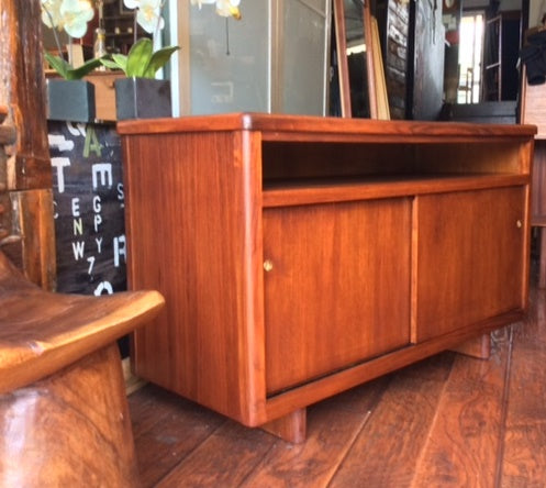 REFINISHED MCM  Teak Buffet TV Console Divider 49" Finished Back - Mid Century Modern Toronto