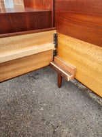 REFINISHED Mid Century Modern Queen Teak Bed w Nightstands & Low Dresser 13