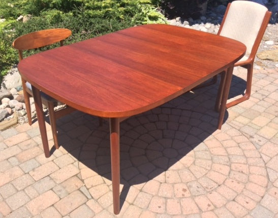 REFINISHED MCM  Teak Table Rounded w 1 Leaf 40"-58" - Mid Century Modern Toronto