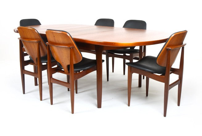 REFINISHED MCM Teak Extension Table & 6 Chairs by Elliotts of Newbury will be REUPHOLSTERED, Perfect