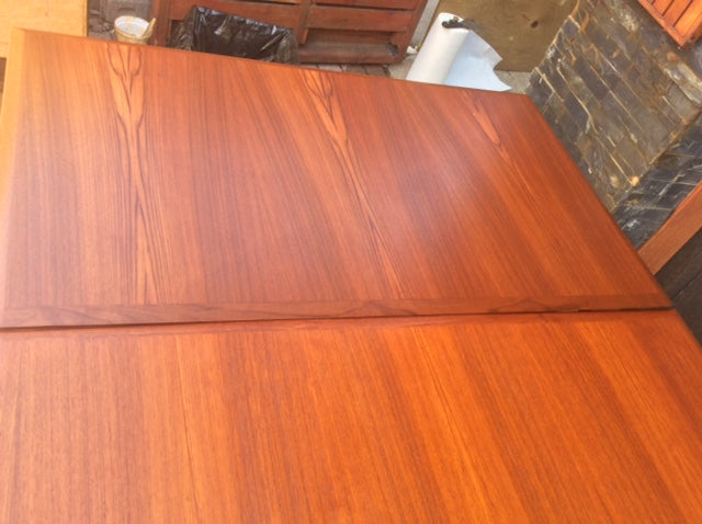 REFINISHED Danish MCM  Teak Table w 2 Leaves by DYRLUND 59"-104" - Mid Century Modern Toronto