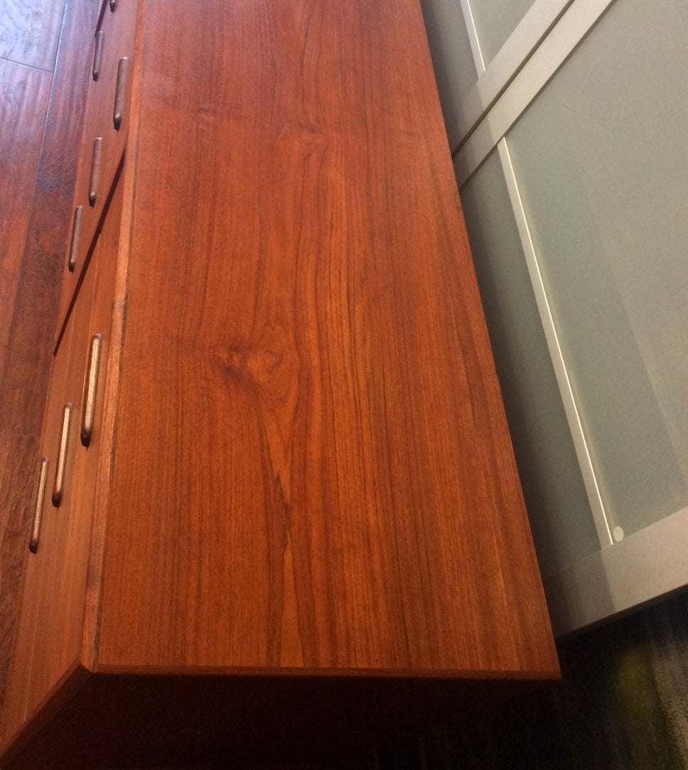 REFINISHED Mid-Century Modern Teak 9 drawers Dresser - Mid Century Modern Toronto