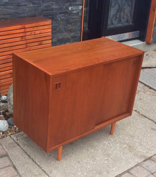 Danish Mid Century Modern Teak Sideboard TV Media Console, RESTORED - Mid Century Modern Toronto