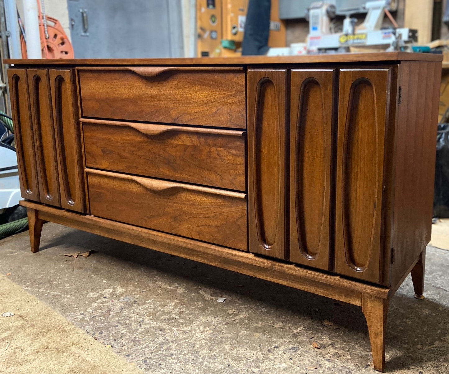 REFINISHED MCM Walnut Buffet Sideboard 5 ft Perfect