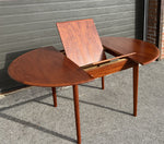 REFINISHED Mid Century Modern Teak Table Round w Butterfly Leaf 43