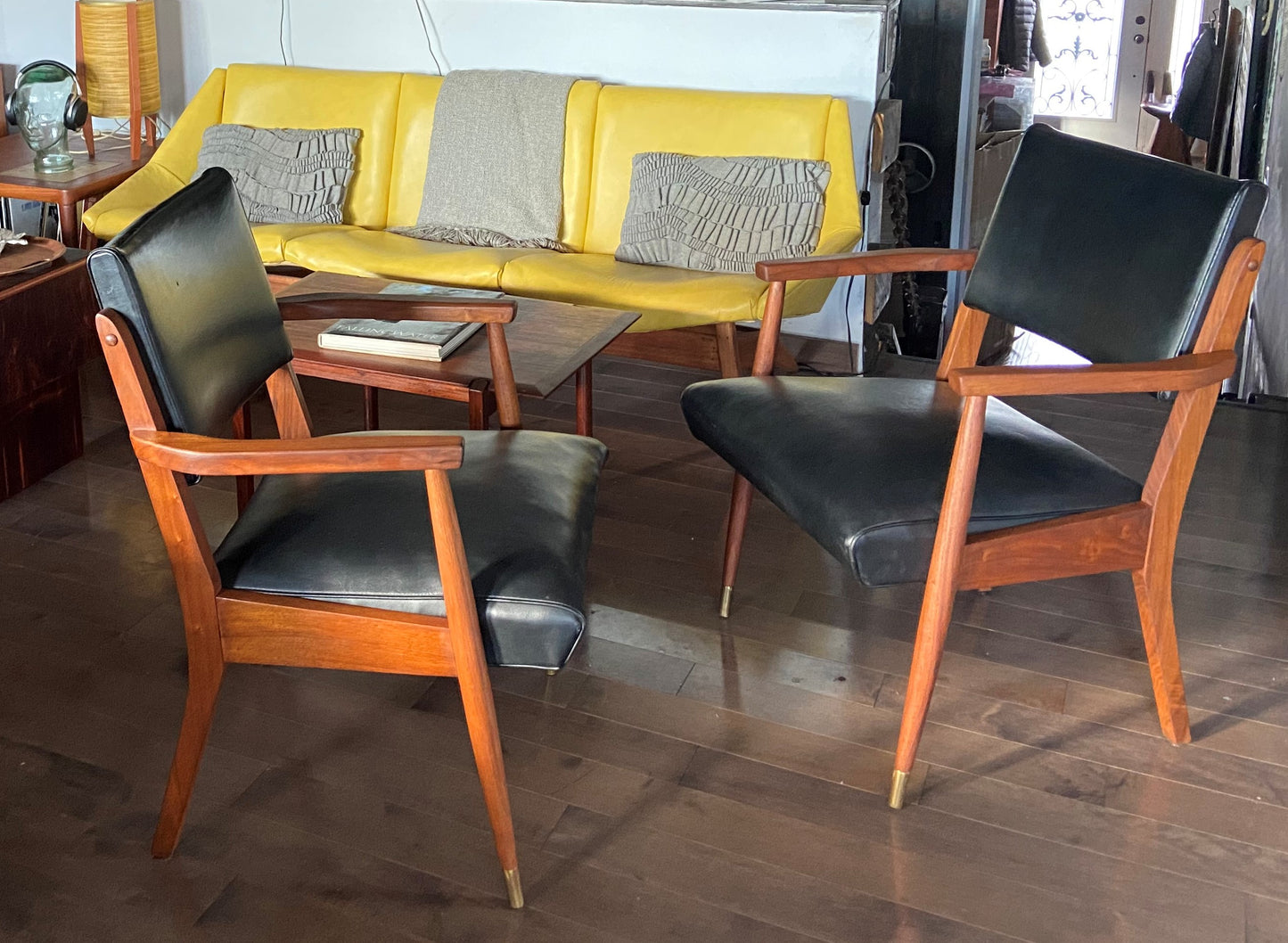 REFINISHED Mid Century Modern Walnut Armchairs - Set of 2