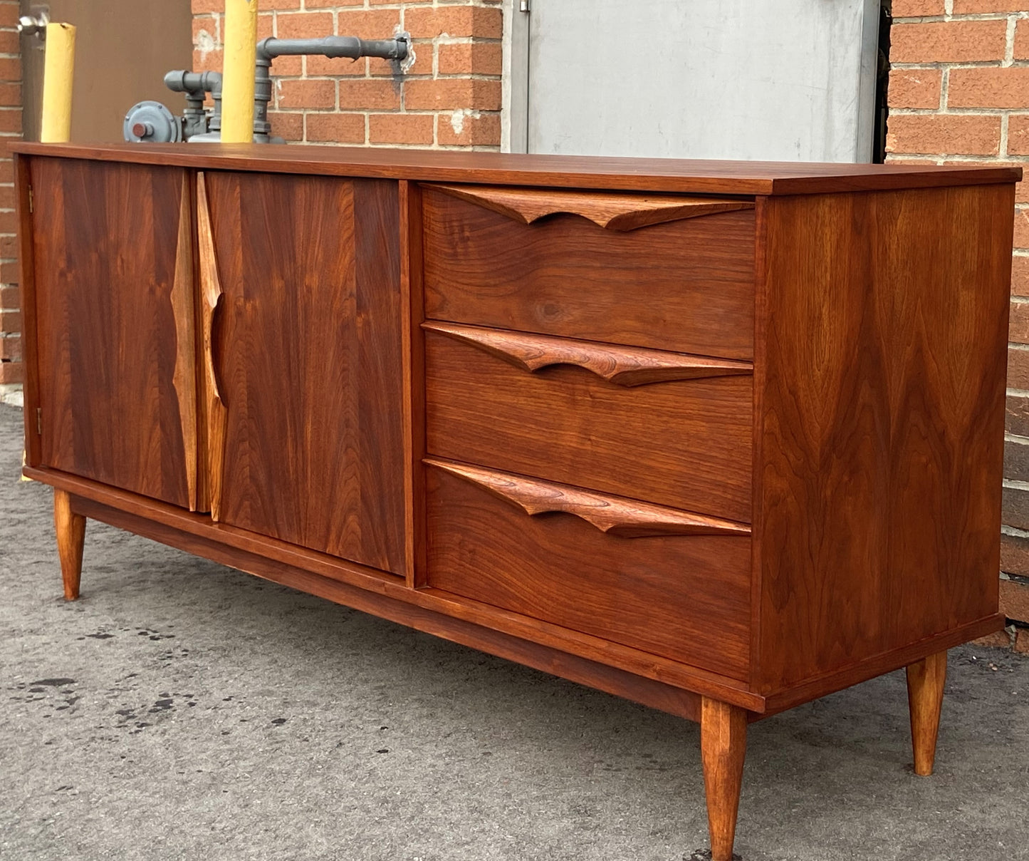 REFINISHED MCM Walnut Buffet Sideboard 66", Perfect