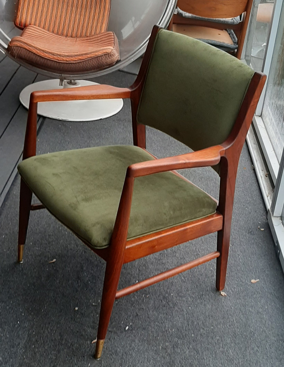 Set of 2 REFINISHED & Ready to be REUPHOLSTERED American MCM Walnut Armchairs