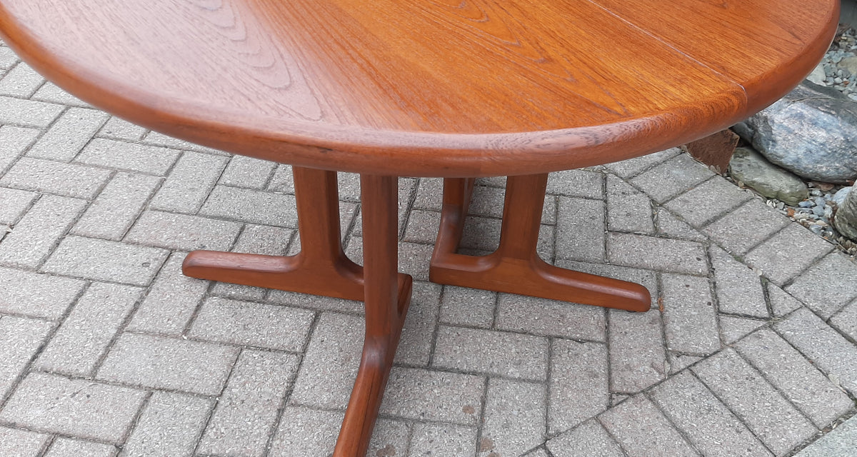 REFINISHED MCM Teak Table Round w 1 Leaf 41.5