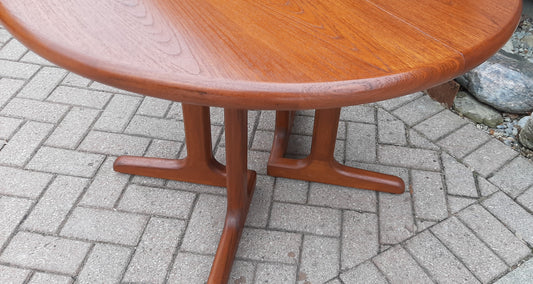 REFINISHED MCM Teak Table Round w 1 Leaf 41.5"-63", perfect