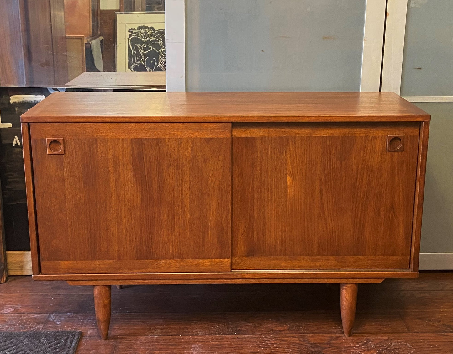 REFINISHED Swedish MCM Teak Sideboard with Finished Back, Compact 47", Perfect
