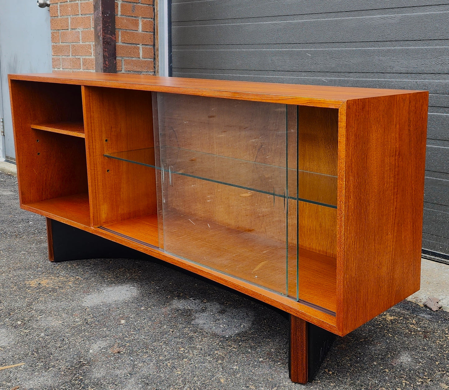 REFINISHED Mid Century Modern teak console 60" by RS Associates