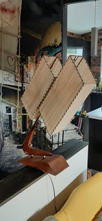 Large Mid Century Modern Atomic Boomerang “Z” Teak Table Lamp by Majestic 2