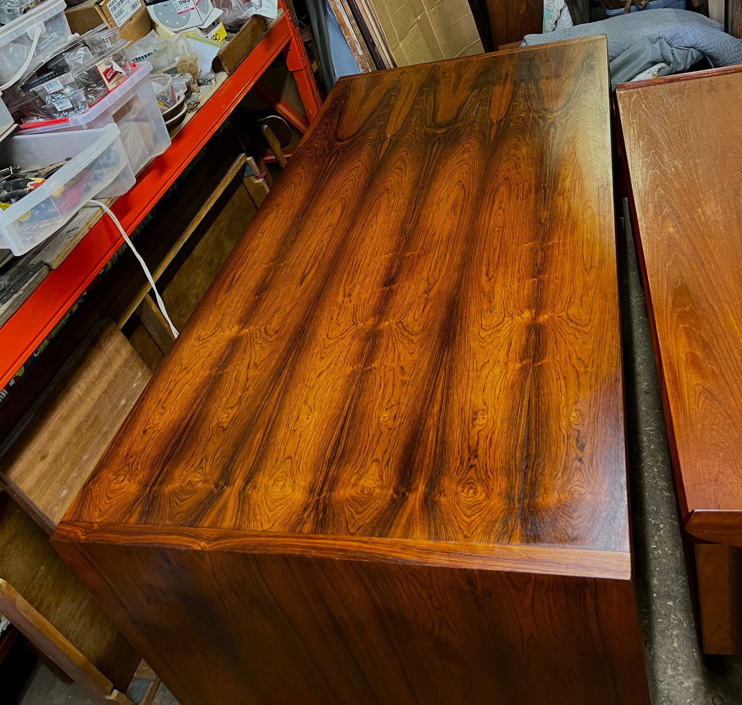 REFINISHED Mid Century Modern Free-Standing Rosewood Desk by J. Geiger