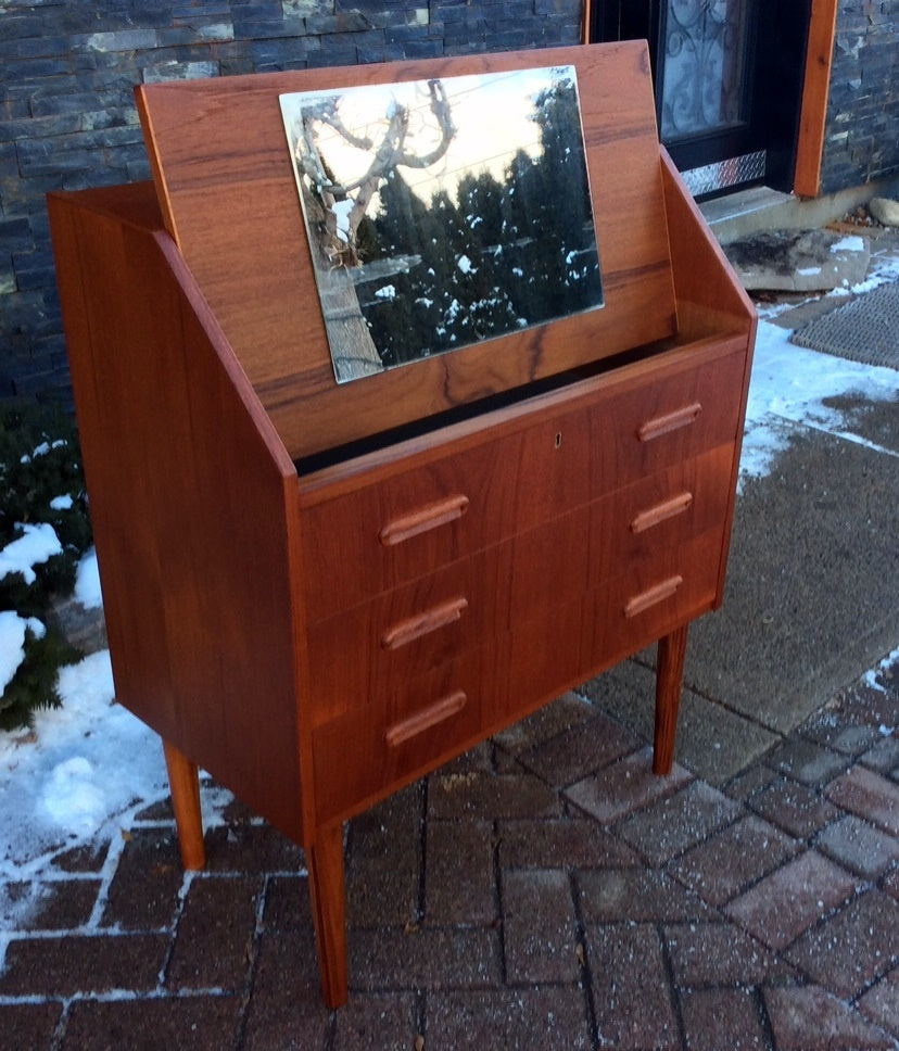 Danish Mid Century Modern Teak Dresser - Vanity or Secretary Desk REFINISHED - Mid Century Modern Toronto