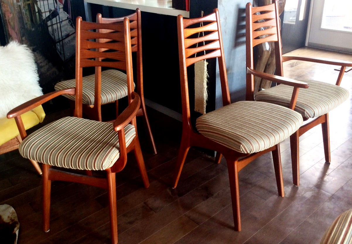 Set of 6 Danish MCM Teak Side & Arm Chairs REFINISHED by Korup Stolefabrik, $229 each - Mid Century Modern Toronto