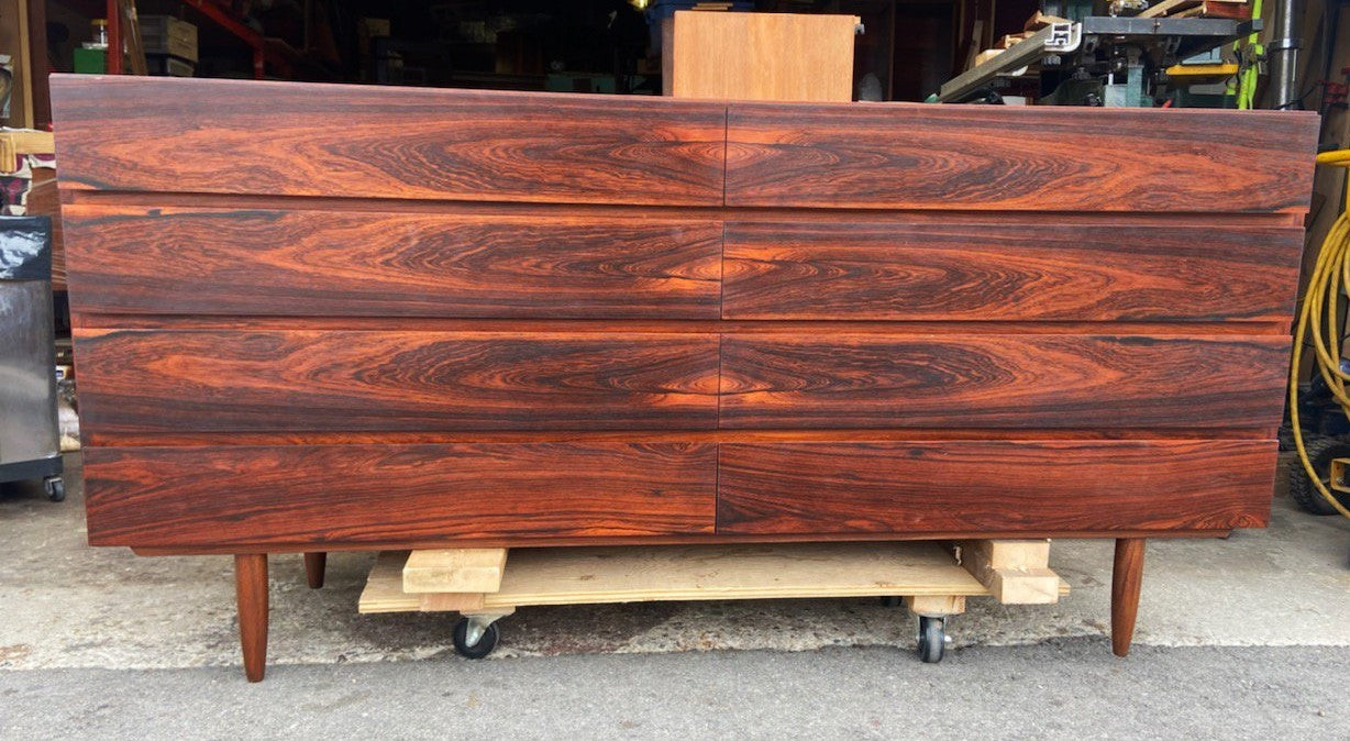 REFINISHED Danish MCM Rosewood Credenza Dresser 8 Drawers by Vinde Møbelfabrik