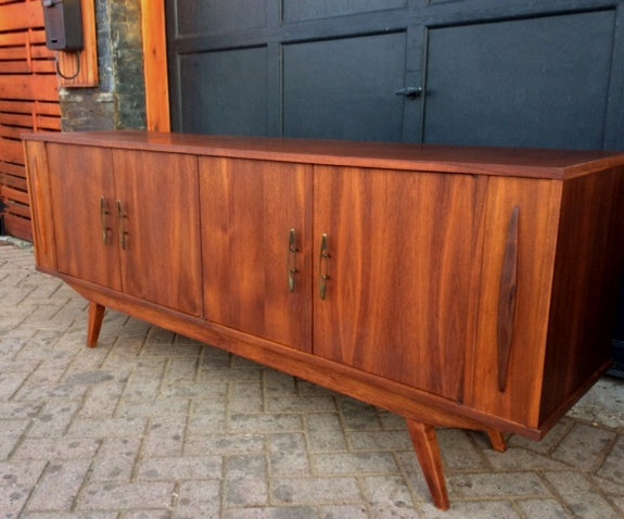 REFINISHED MCM Teak or Mahogany Bar Credenza TV Media Console 6 ft - Mid Century Modern Toronto