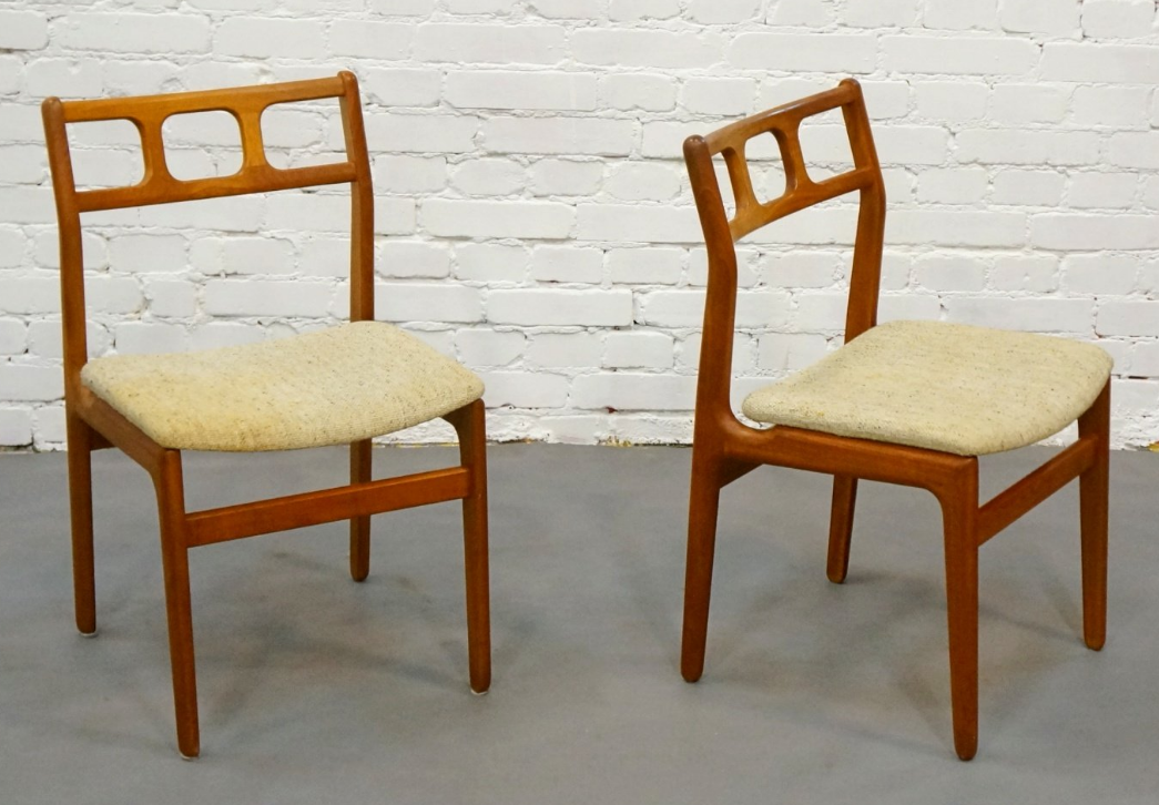 6 REFINISHED Danish Mid Century Modern Teak Chairs will be REUPHOLSTERED