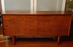 REFINISHED Danish MCM Teak Display 5ft w sliding doors, narrow, PERFECT 1