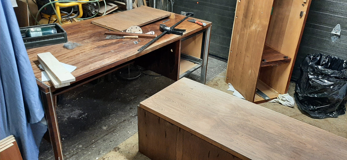 REFINISHED MCM Executive Rosewood Desk L-Shaped by H.Miller for Biltrite