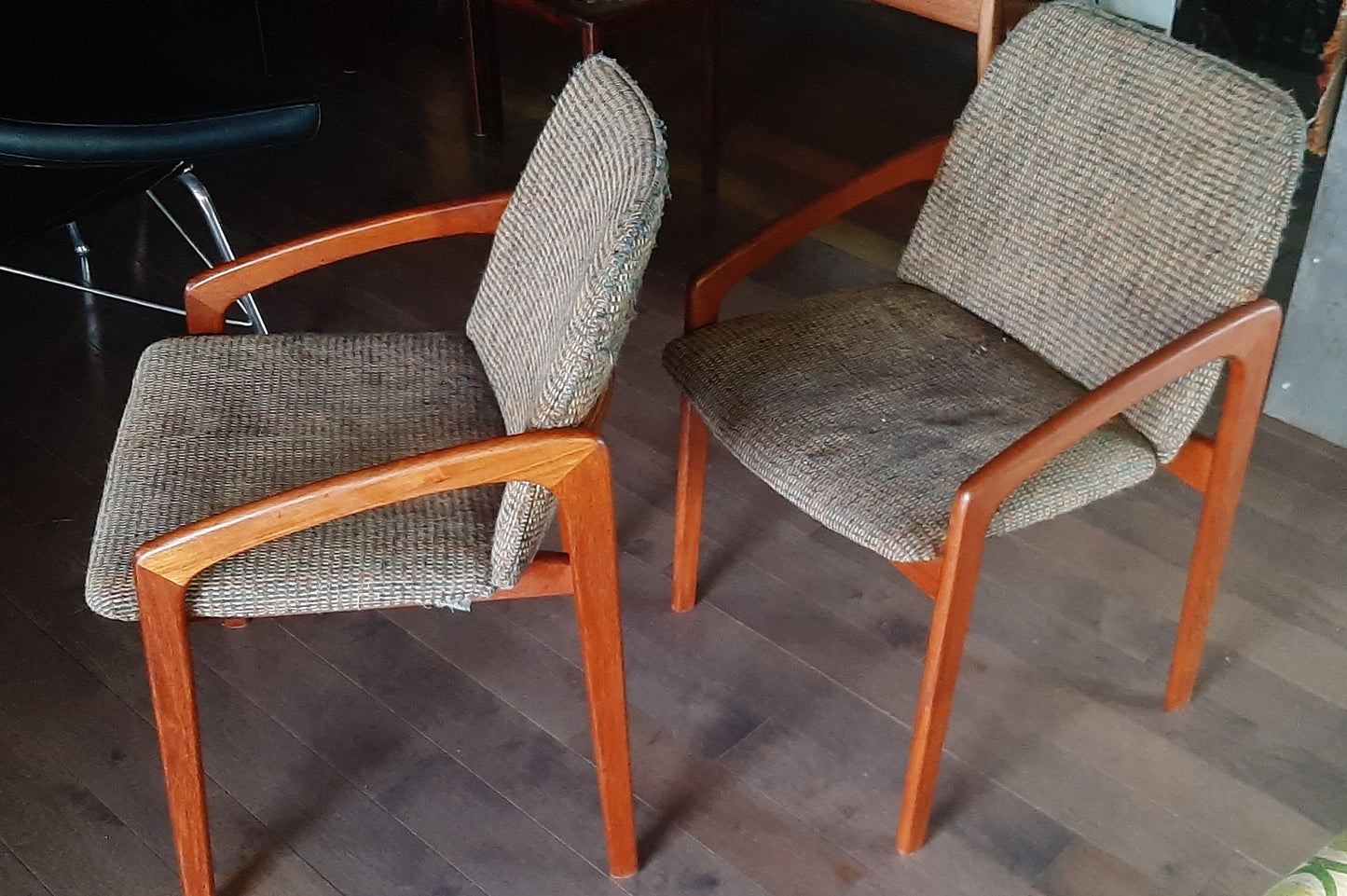 6 REFINISHED Danish MCM Teak Armchairs by Kai Kristiansen, ready for new upholstery