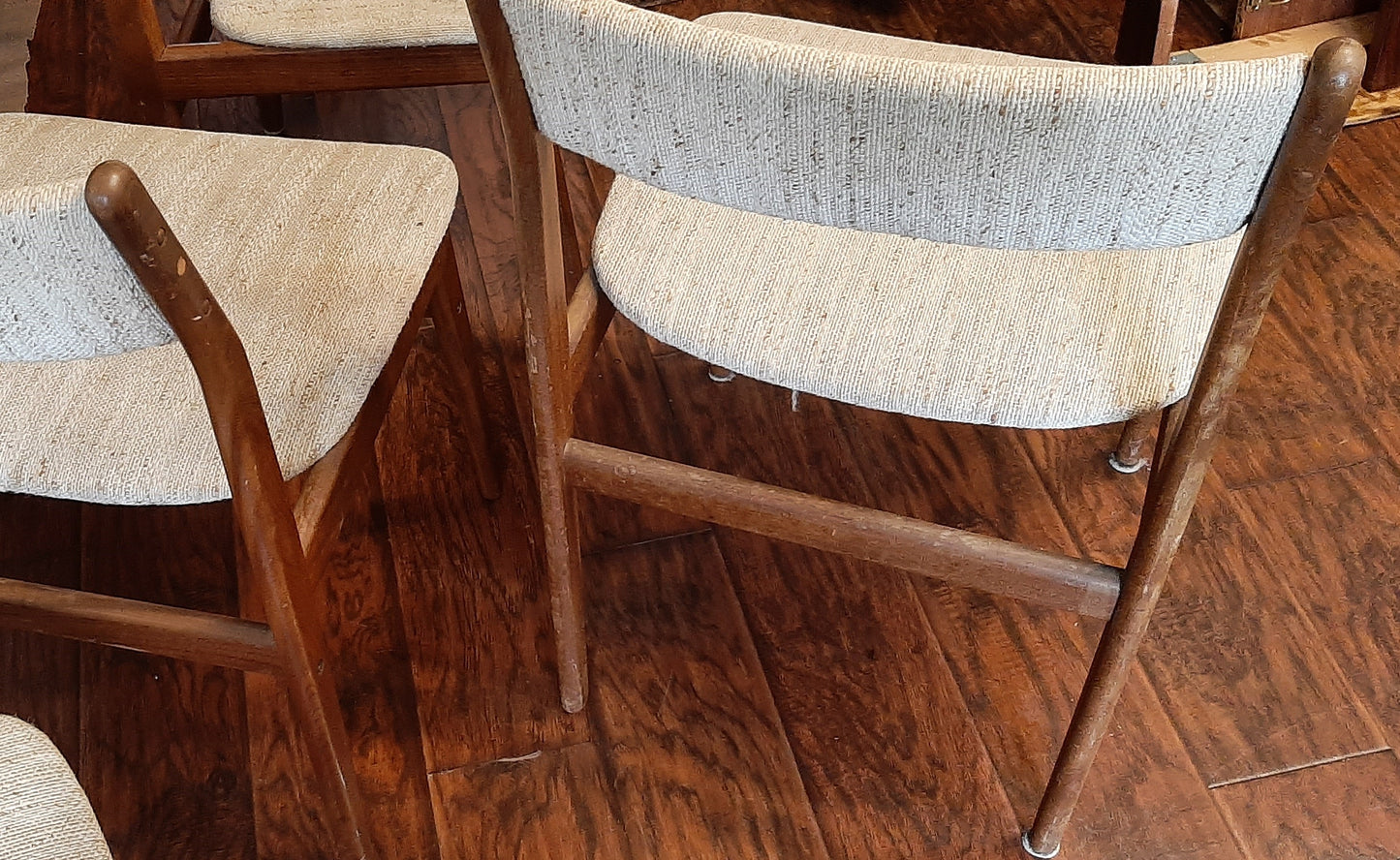 4 RESTORED REUPHOLSTERED in Knoll fabric Danish Mid Century Modern Teak Chairs