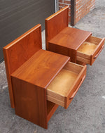 REFINISHED Mid Century Modern Teak King Bed w 2 Nightstands 10
