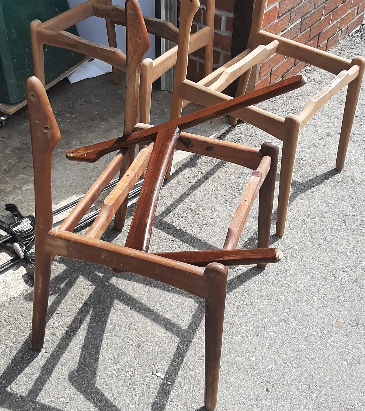 6 REFINISHED will be REUPHOLSTERED Danish Mid Century Modern E. Buch Teak Chairs, floating seats