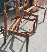 6 REFINISHED will be REUPHOLSTERED Danish Mid Century Modern E. Buch Teak Chairs, floating seats 6