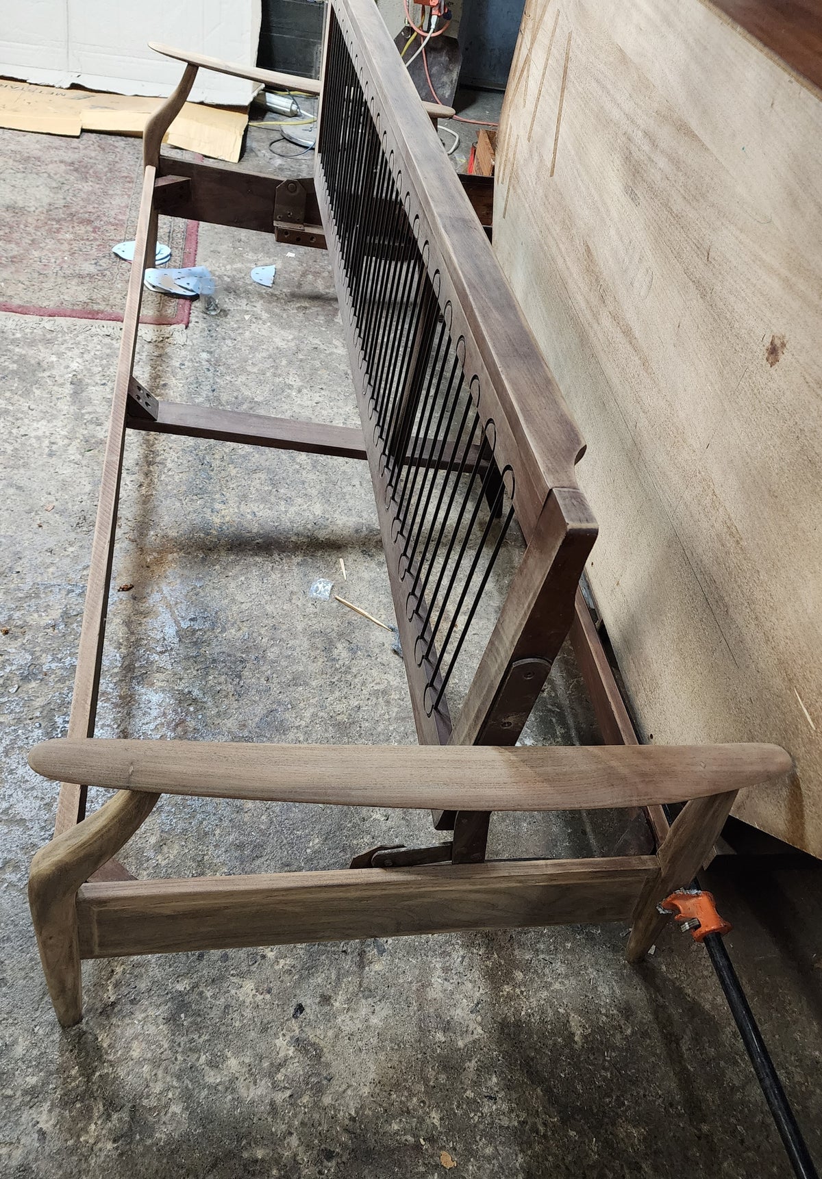 REFINISHED Mid Century Modern Solid Teak Sofa - Bed, no cushions