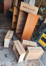 REFINISHED Mid Century Modern Teak Queen Bed w Nightstands & Tallboy 10