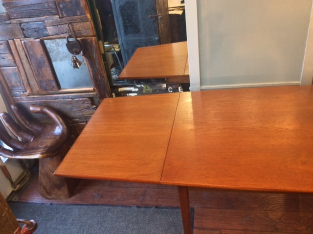 MCM Teak Dining Table Surfboard Extendable REFINISHED up 8ft - Mid Century Modern Toronto