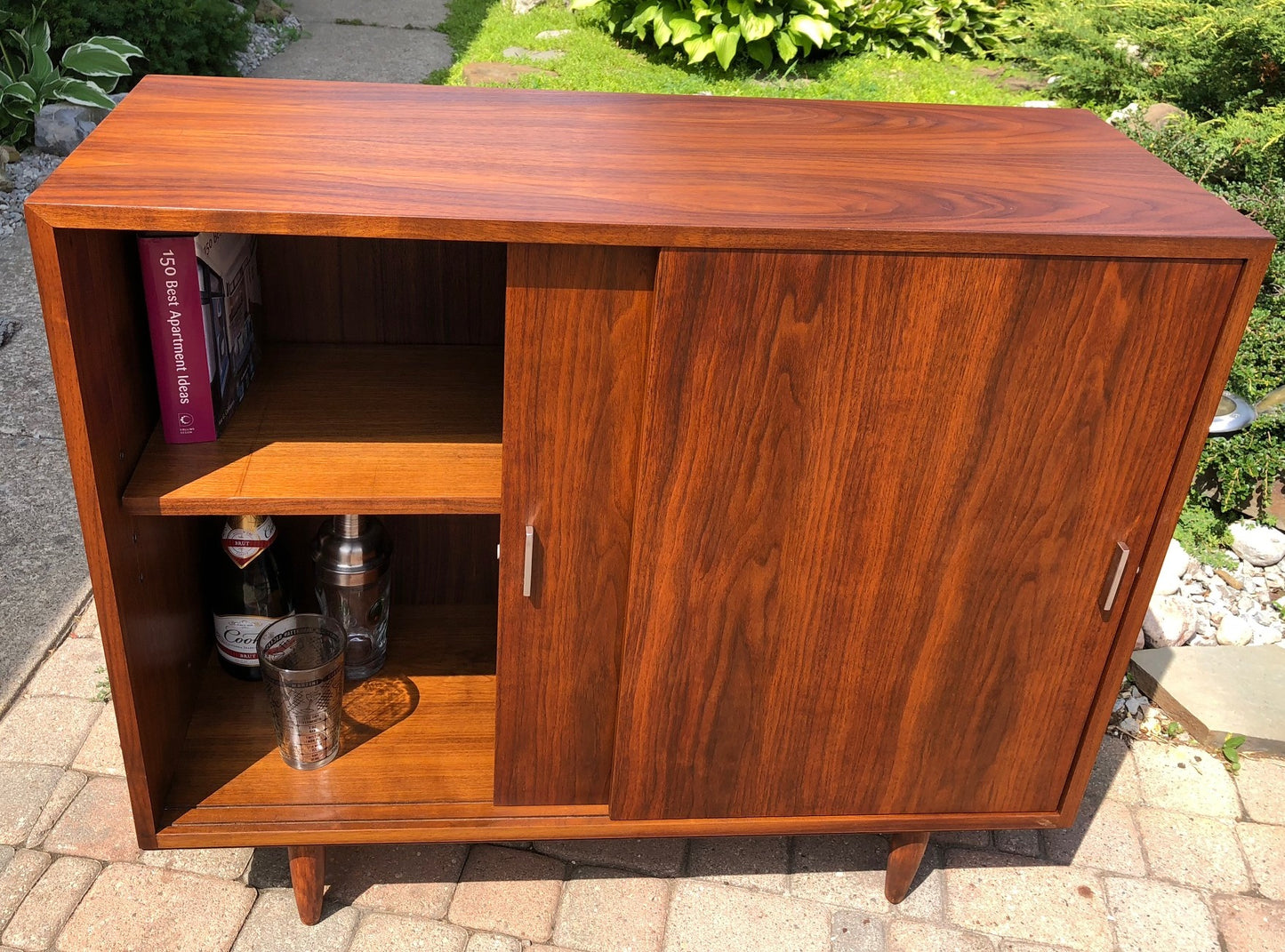 REFINISHED MCM Walnut Sideboard TV Media Record Console 37” - Mid Century Modern Toronto