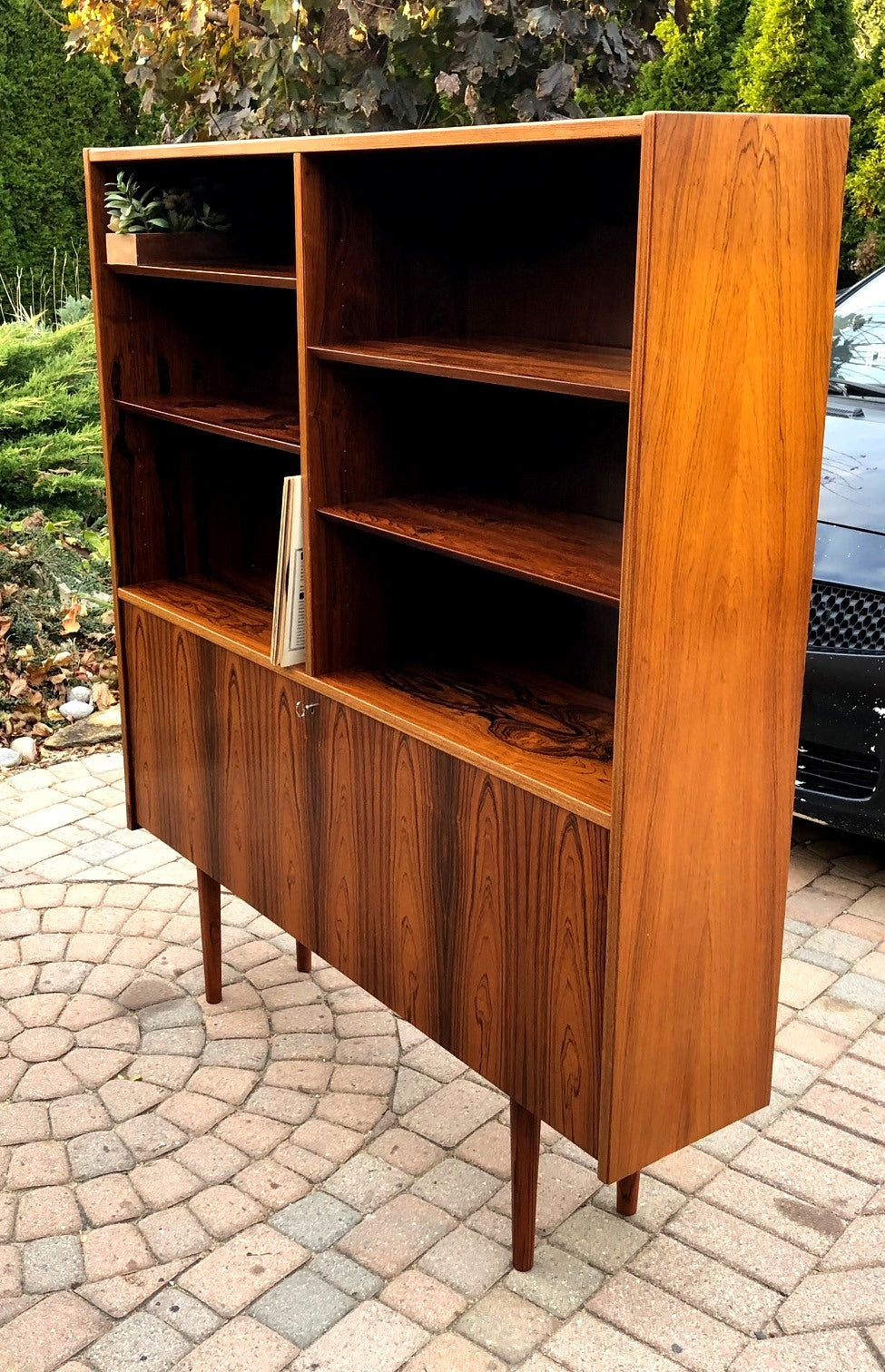 Restored Danish Modern Rosewood Bookcase Display Bar by Poul Hundevad, 54