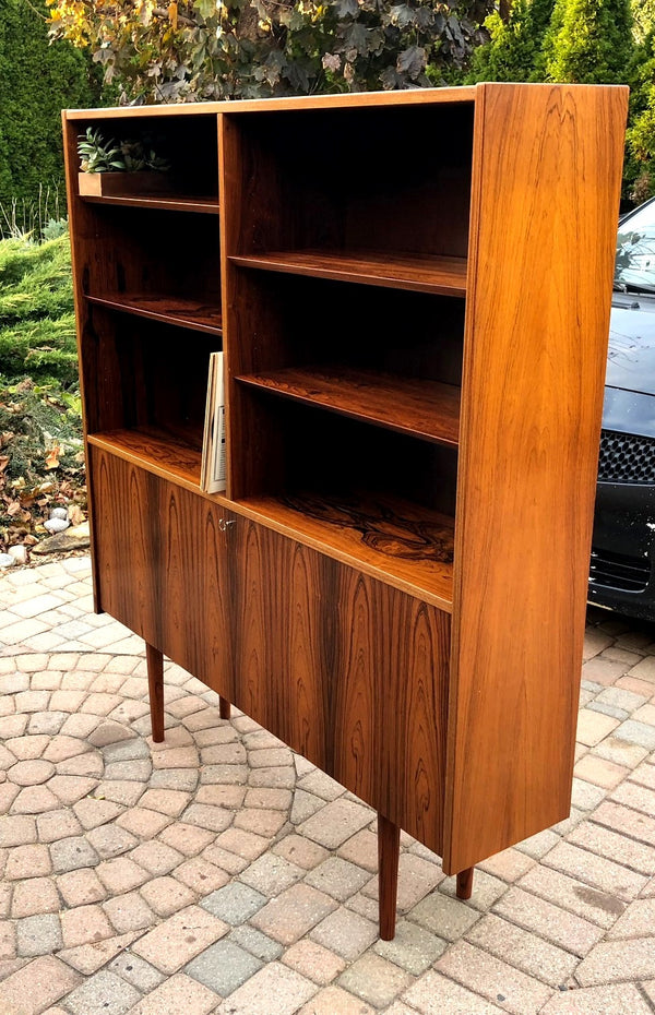 Restored Danish Modern Rosewood Bookcase Display Bar by Poul Hundevad, 54" x 12" x H 63" - Mid Century Modern Toronto