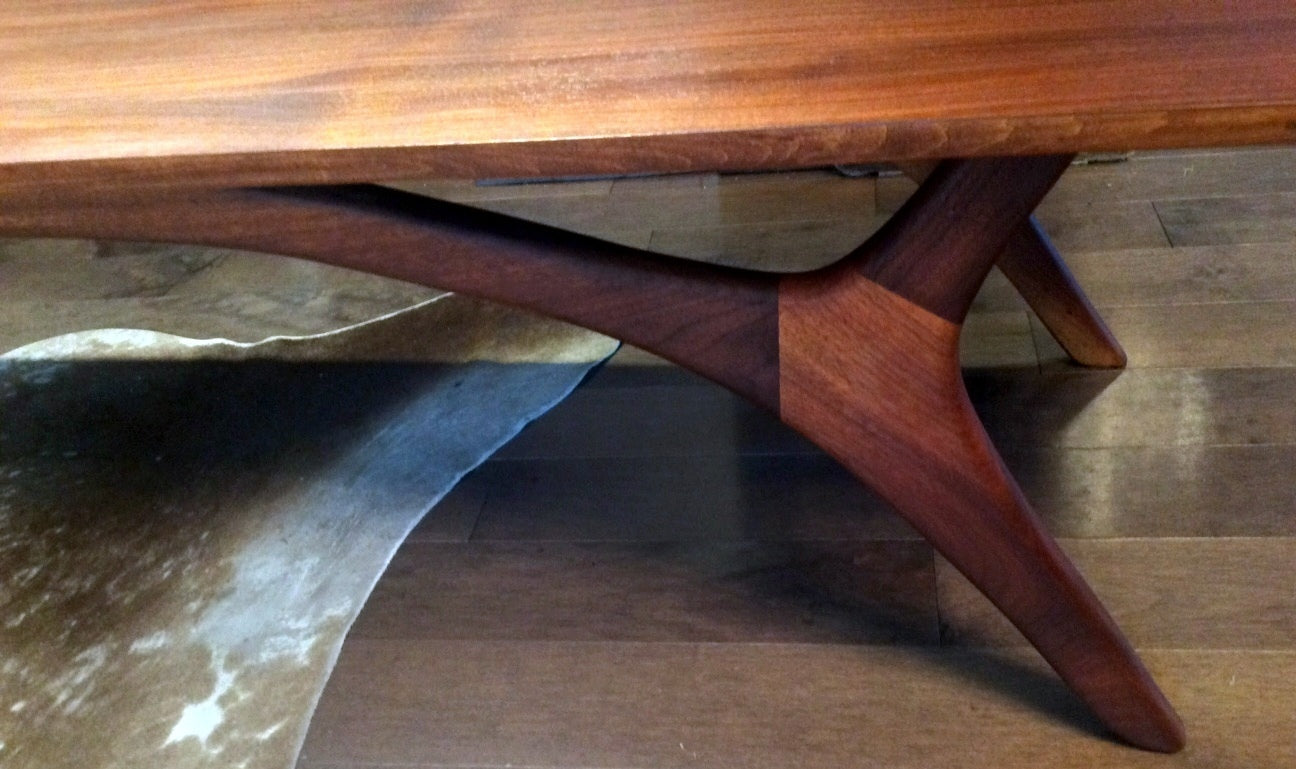 Sculptural Mid Century Modern Solid Walnut Coffee table REFINISHED, in style of Adrian Pearsall and Vladimir Kagan - Mid Century Modern Toronto