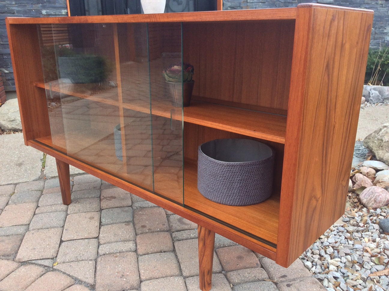 Mid Century Modern Teak Buffet TV Console Display RESTORED Low Narrow - Mid Century Modern Toronto