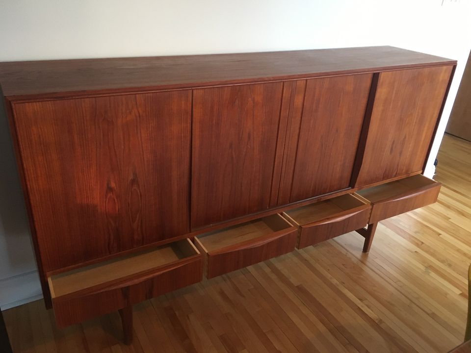 REFINISHED Danish MCM Teak Highboard by EW Bach for Sejling Skabe 77.5