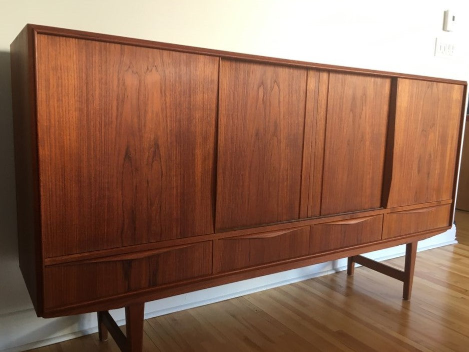 REFINISHED Danish MCM Teak Highboard by EW Bach for Sejling Skabe 77.5"