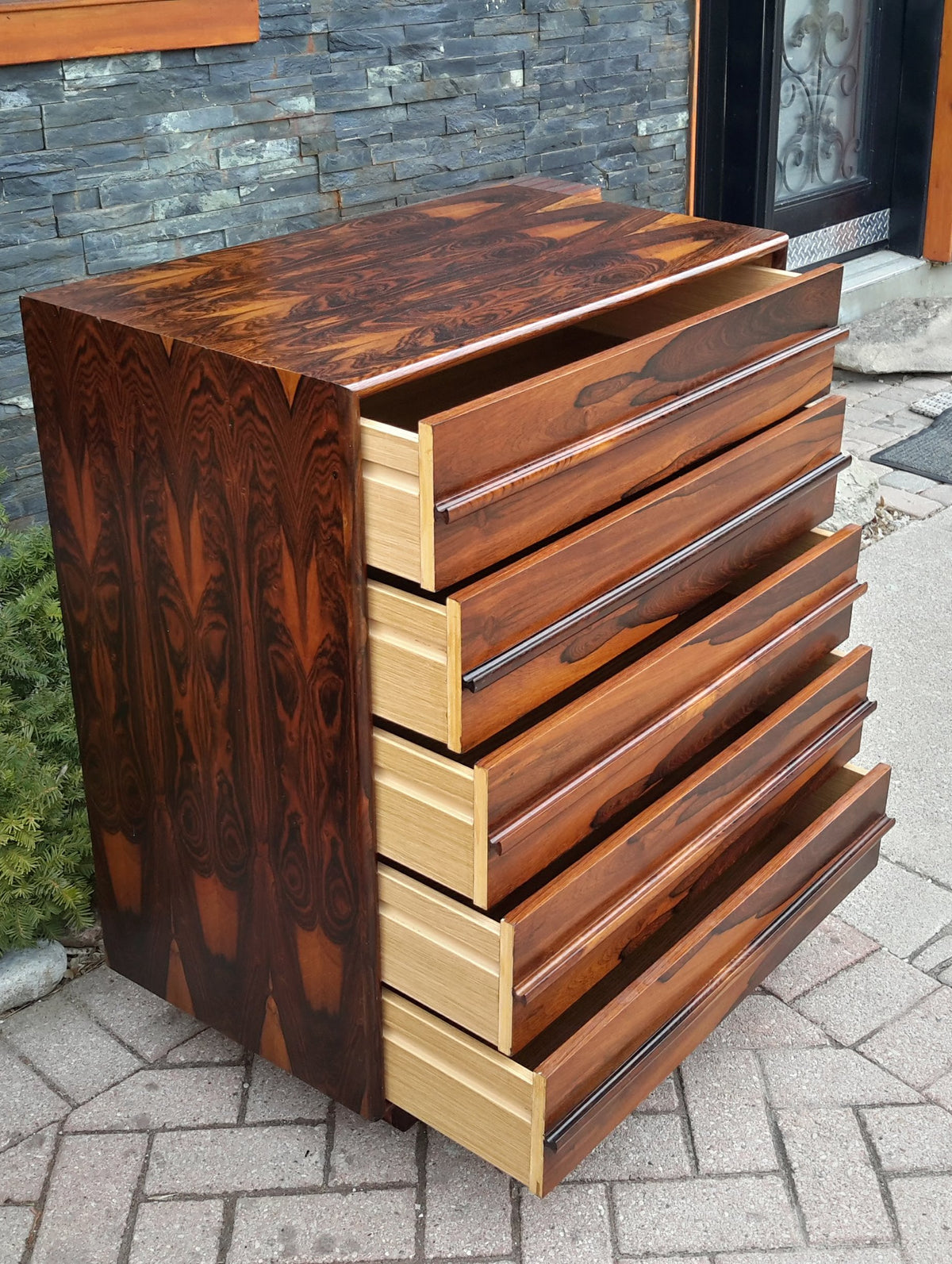 Danish MCM Rosewood Dresser Tallboy 5 Drawers RESTORED 32