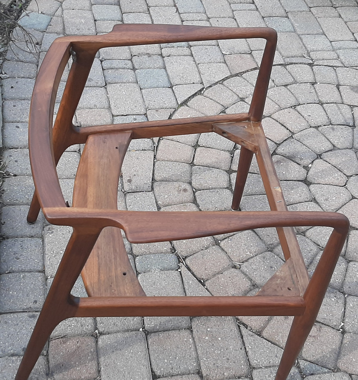 REFINISHED MCM Walnut armchair w mustard upholstery, set of 3