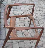 REFINISHED MCM Walnut armchair w mustard upholstery, set of 3 4