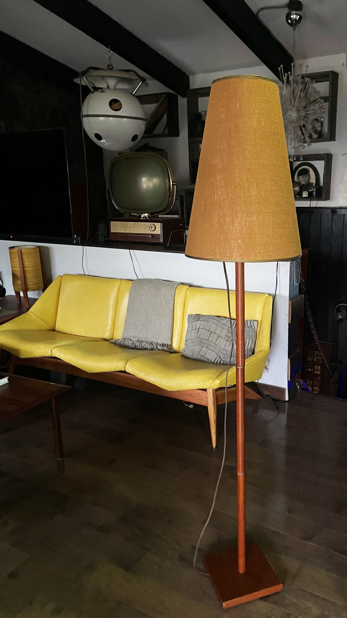 Mid Century Modern Teak Floor Lamp, H 63